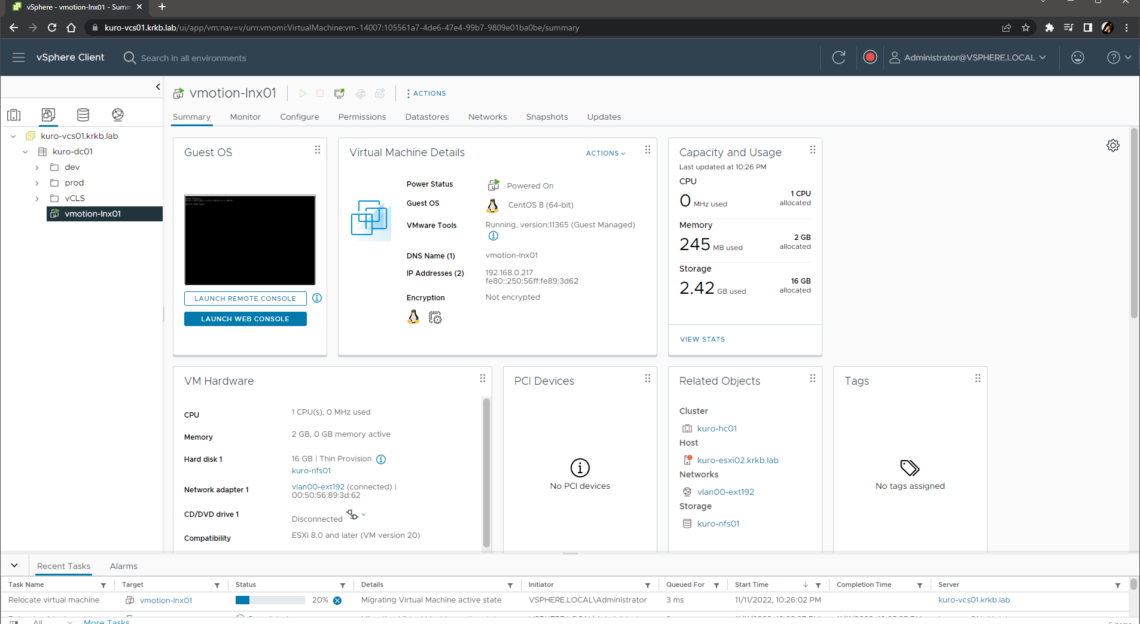 vSphere vMotion Notifications を試す | kurokobo.com